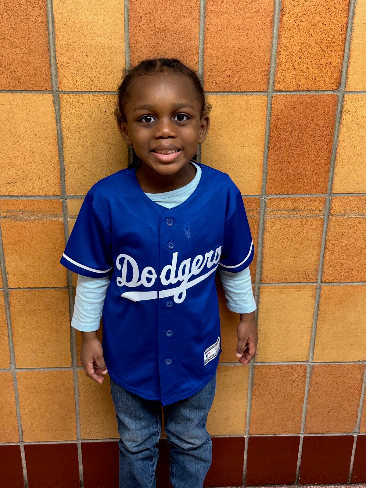 Pre-K boy #2 as Jackie Robinson (Dodgers jersey)